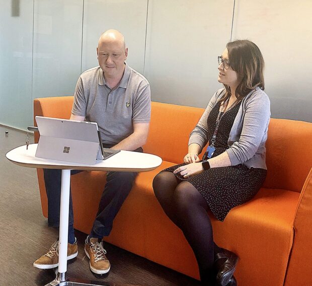 Dave Hall - mentor and Emma Moore - mentee in a mentoring session.